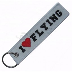 I LOVE FLYING Embroidered Keychain