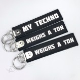 beide zijden logo textiel sleutelhanger stoffen sleutelhangers op maat geborduurde sleutelhanger