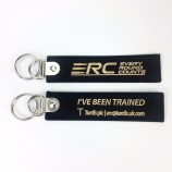 주문 로고 디자인 자수 keychain 직물 중요한 꼬리표에 의하여 길쌈되는 열쇠 고리