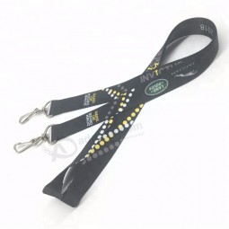 goedkope pesrsonalized maken een aangepaste lanyard zwarte dubbele clips gepersonaliseerde lanyards