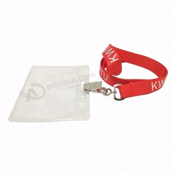 Cheap Polyester OEM RED Custom Printed personalised lanyards Personalizados With Pouch