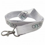 China Hersteller billige kundenspezifische 20mm kühlen weißen Siebdruck Polyester Lanyard / Hals Lanyard mit Haken personalisiert