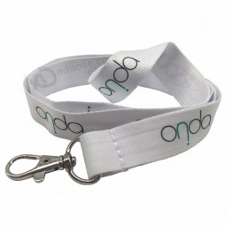 China Hersteller billige kundenspezifische 20mm kühlen weißen Siebdruck Polyester Lanyard / Hals Lanyard mit Haken personalisiert
