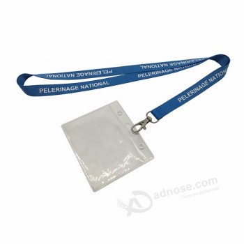 Hochwertige Mode Phantasie blau Branded gedruckt Studentenausweis Namensschild Inhaber personalisierte Lanyards Umhängeband mit Logo Benutzerdefiniert