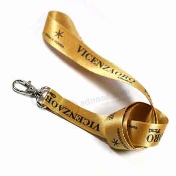 groothandel mooie gouden warmte-overdracht afdrukken PET-lanyards met aangepast logo