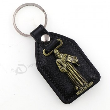 Porte-clés en cuir PU Étiquette de clé religieuse
