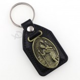 Porte-clés en cuir PU Saint Christopher Charm pendentifs pour hommes Noir Tag
