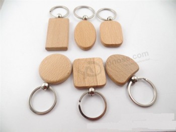 批发带有钥匙链和戒指的木制钥匙标签
