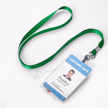 Longe en polyester promotionnelle avec porte-carte d’identité en plastique transparent