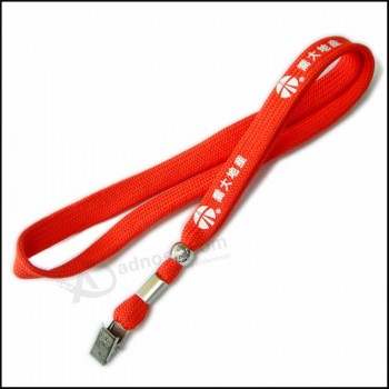 smal / buisvormig weefsel gebreid polyester aangepaste logo badge houder lanyards voor reclame geschenk