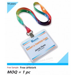 nombre de vinilo de poliéster / tarjeta de identificación portacarretes insignia portapersonas personalizado cordón para tarjeta de identificación