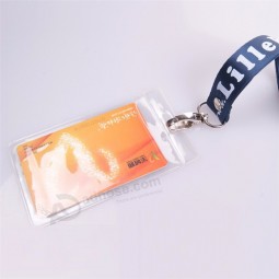 cordón transparente extensible con tarjeta de identificación / portatarjetas de identificación cordón personalizado con clips