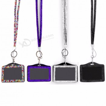Lanière Porte-badge Sangle de cou Cartes d’identité portables pour photo pratique cristal multicolore strass
