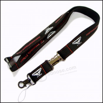 Sports Silk Screen Printing Logo Nylon badge holder Lanyard with Metal Clip