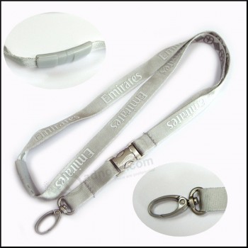 Sérigraphie en ligne Logo Nylon porte-badge Lanière avec crochet en métal