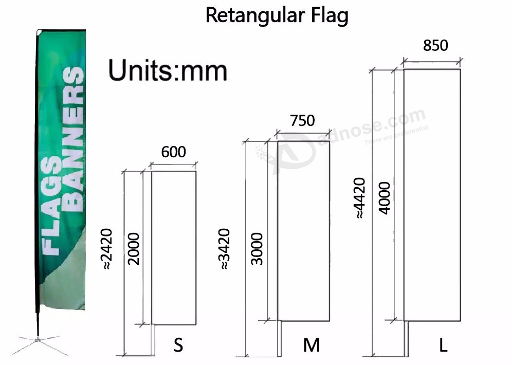 tamanho regular da bandeira