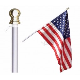 Telescopic Aluminum Flag Pole Free 3'x5' US Flag & Ball Top Kit 16 Gauge Telescoping Flagpole
