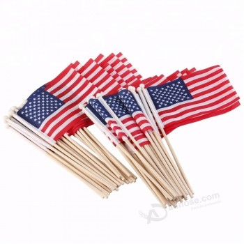 Drapeau en bois américain de haute qualité agitant à la main avec mât personnalisé