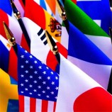 Drapeau de bureau de drapeau de table en gros avec poteau en plastique