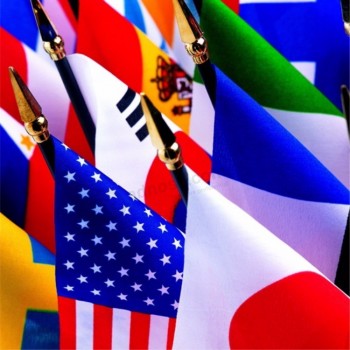 Drapeau de bureau de drapeau de table en gros avec poteau en plastique