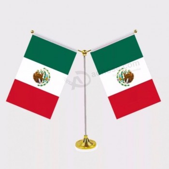 100% Polyester Mexico Desk Flag / Mexican Table Flag In Stock with high quality