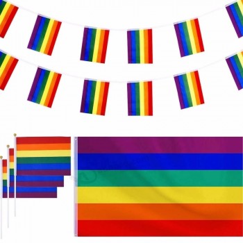 Personnalisé pas cher géant Gay Pride Rain arc Bunting Flag