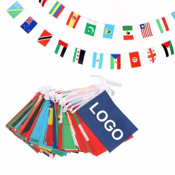 Impression personnalisée Tout le pays Bannière Petit Drapeau National Publicité Mini Fanion Drapeau Bunting String Flag Pour Bar Fête Décoration