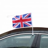 Hotstyle personnalisé nylon polyester extérieur en gros promotionnel normal voiture fenêtre drapeau sur la voiture avec bâton poteau en bois en plastique