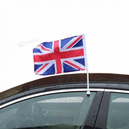 Hotstyle personnalisé nylon polyester extérieur en gros promotionnel normal voiture fenêtre drapeau sur la voiture avec bâton poteau en bois en plastique