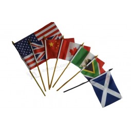 Custom Polyester Fans Sports All Countries Shaking Waving Hand Held Flag Custom Print Hand Waving Publicize Tour Guide Flag (03)