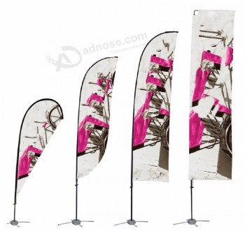 Außenwerbung Banner steht benutzerdefinierte Logo Bali Druck fliegende Polyester Stange Strand Teardrop Bogen Flex Feder Flagge