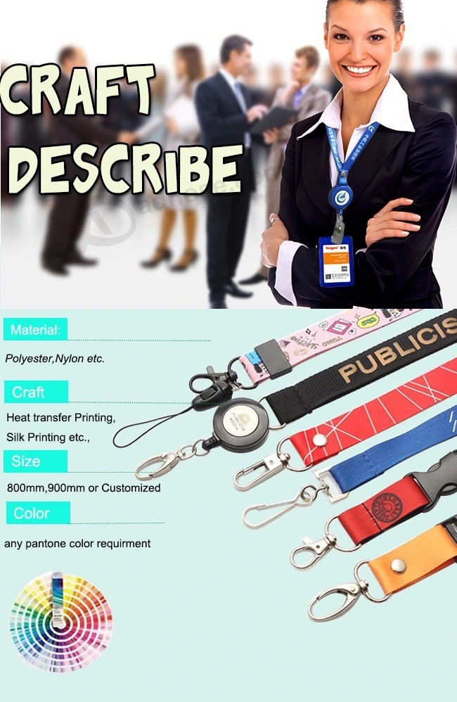 Custom fashion ID badge Card holder Heat transfer Printing neck Strap short DHL company Sublimation nylon Woven printed Polyester lanyard for promotional Gift