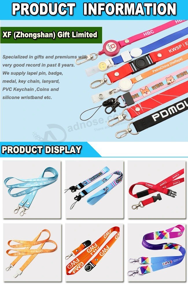 Custom fashion ID badge Card holder Heat transfer Printing neck Strap short DHL company Sublimation nylon Woven printed Polyester lanyard for promotional Gift