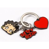 personalizado Die cast esmalte duro chaveiro forma de coração corrente chave