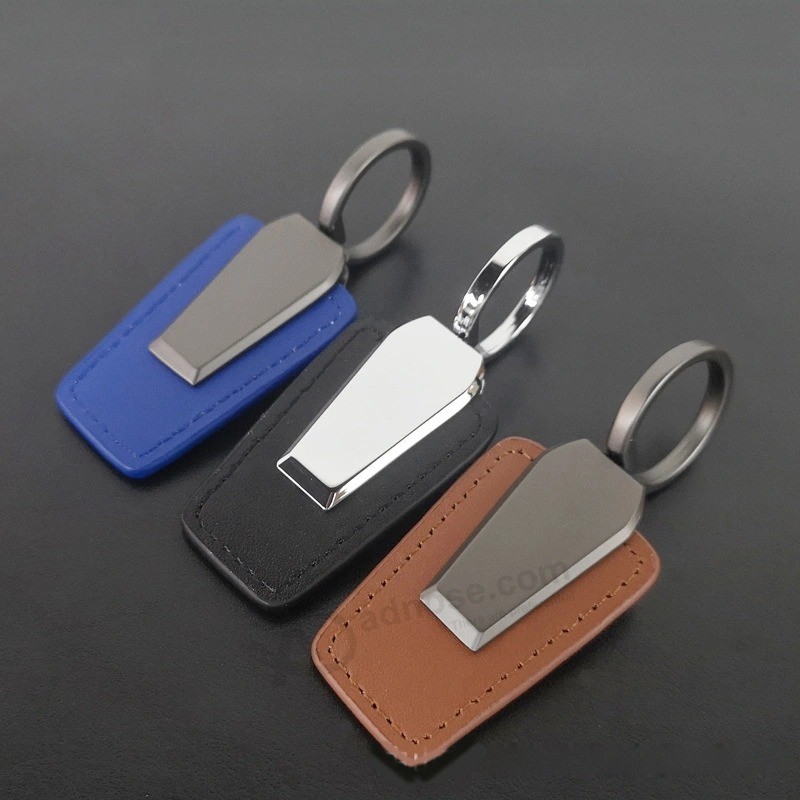 Custom keychain Leather with Metal laser Logo Key Holder