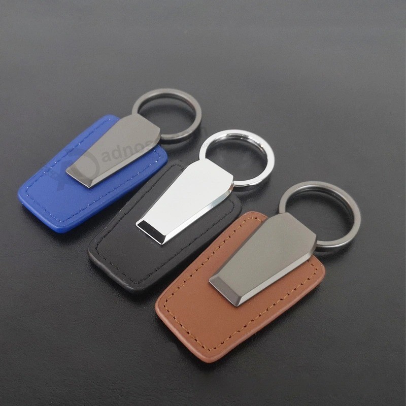 Custom keychain Leather with Metal laser Logo Key Holder