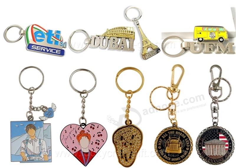 Wholesale Promotional Souvenir Decoration Customized Custom Zinc Alloy 2D 3D Colorful Enamel Logo Gold Metal Personalized Ring Key Chain for Promotion Gifts