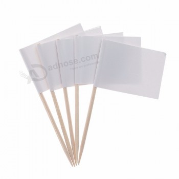 Custom Design Small White Flag Wooden Toothpick Flag