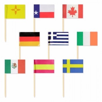 Party Supplier Factory Direct USA Cake Flags, Flag Birch Wood Toothpick