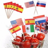 Banderas de palillo de cóctel de fiesta de impresión personalizada para decoración de alimentos
