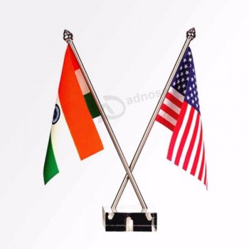 Custom plastic or metal desk flag pole table retractable flag