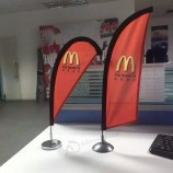bandera de mesa de lágrima mini personalizada / bandera de escritorio de plumas pequeñas con poste y base de metal