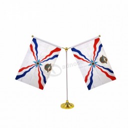 Bandera de escritorio de tribus asirias del país nacional de 14 * 21 cm con base de metal