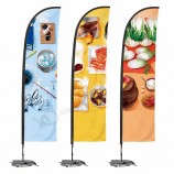 Vente chaude publicité extérieure tension tissu imprimé Base poteau de plage volant stand en forme de goutte d’eau drapeau bannière