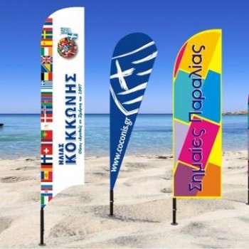 Pólos de publicidade de esportes faca forma de lágrima ao ar livre bandeira de praia bandeira Para promoção