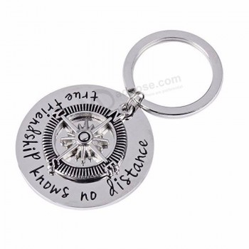 Vente chaude porte-clés Logo personnalisé, la véritable amitié ne connaît pas de distance Porte-clés personnalisé en métal