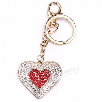 sparkling fashion beautiful zircon love shape crystal gold heart Key chain