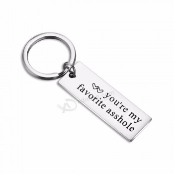 Porte-clés en acier inoxydable cadeau personnalisé gravé en métal, porte-clés, porte-clés