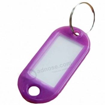 Atacado personalizado chaveiro de plástico chave Cap tags ID nome da etiqueta Tag anel dividido para hotéis bagagens malas