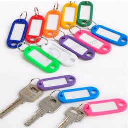 Llavero de plástico transparente cuadrado de color mezclado Etiquetas de PVC Etiquetas de nombre de etiqueta de identificación con anillo dividido Para equipaje Llaveros Llaverosll